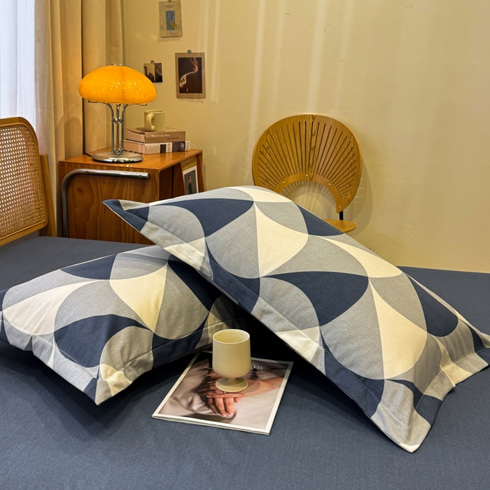 91家纺网 家纺一手货源 找家纺 丝芙妮家居（原乐视家纺） 2024新款全棉磨毛多规格AB版单品套件系列（第二波）--单枕套 洛可-蓝