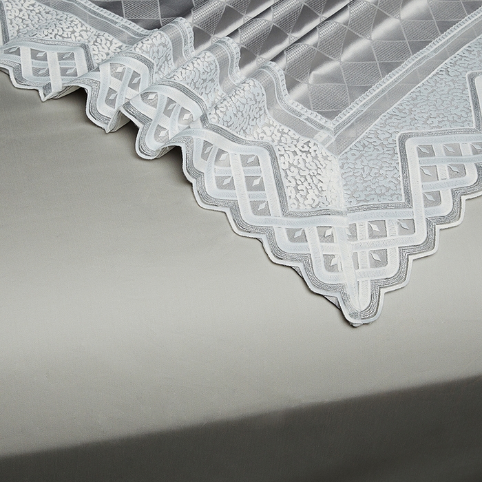 91家纺网 家纺一手货源 找家纺 2024新款高端蕾丝重磅真丝棉系列四件套-克莱斯特 克莱斯特 浅灰