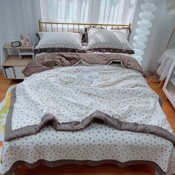 91家纺网 家纺一手货源 找家纺 暖居 2024新款包边豆豆被床盖四件套 扶苏