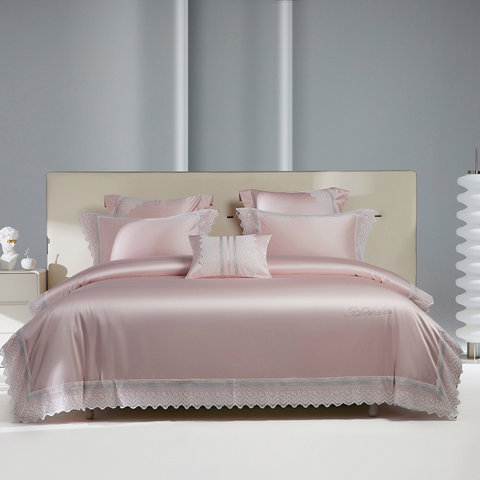 91家纺网 家纺一手货源 找家纺 （总）2024新款高端蕾丝重磅真丝棉系列四件套-德鲁斯