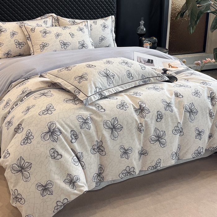 91家纺网 家纺一手货源 找家纺 大柏树 2025新款A类全棉磨毛印花四件套 淡雅年华