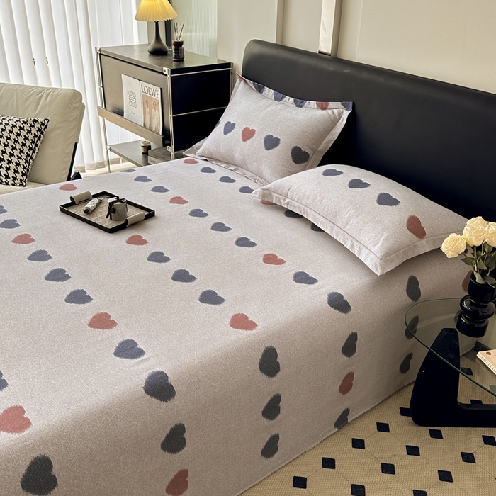 91家纺网 家纺一手货源 找家纺 大柏树 2025新款A类全棉磨毛印花单床单 满心欢喜