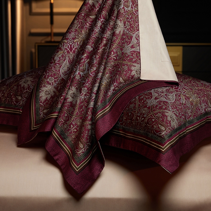 91家纺网 家纺一手货源 找家纺 2024新款100s长绒棉数码印花大版定位四件套 劳伦斯