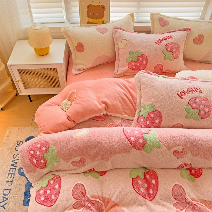 91家纺网 家纺一手货源 找家纺 2024新款加厚雪花绒印花单件被套-风格二（提供卖家秀 ） 蝶雅