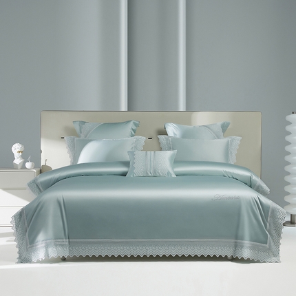 91家纺网 家纺一手货源 找家纺 （总）2024新款高端蕾丝重磅真丝棉系列四件套-德鲁斯