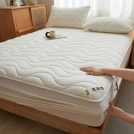 91家纺网 家纺一手货源 找家纺 凯罗 2024全棉高品类抗菌水洗棉床笠 可水洗床笠全棉纯棉床笠单件加厚床笠 云朵白