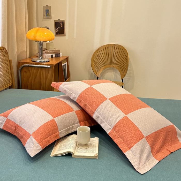 91家纺网 家纺一手货源 找家纺 丝芙妮家居（原乐视家纺） 2024新款全棉磨毛多规格AB版单品套件系列（第二波）--单枕套 米勒-橘