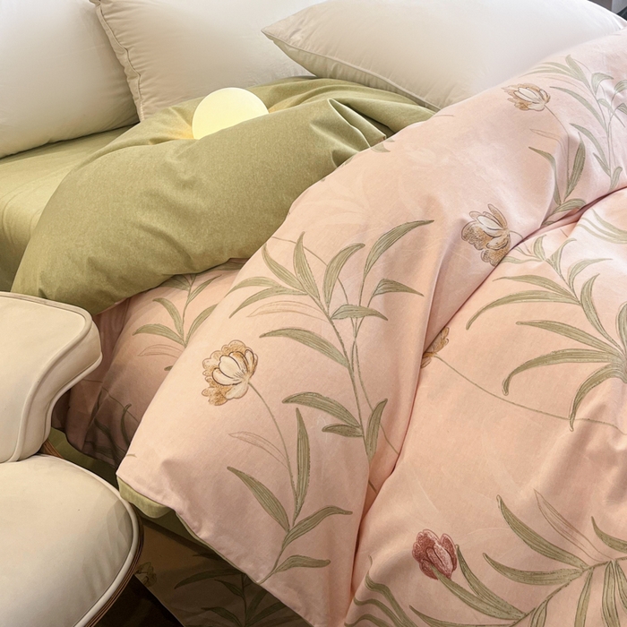 91家纺网 家纺一手货源 找家纺 大柏树 2025新款A类全棉磨毛印花单被套 绿禾