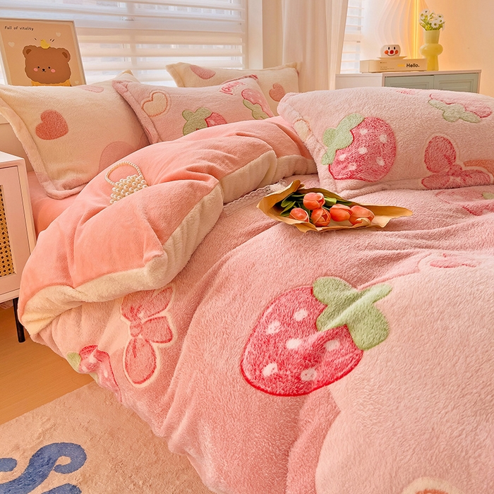 91家纺网 家纺一手货源 找家纺 2024新款加厚雪花绒印花四件套-风格二（提供卖家秀） 蝶雅