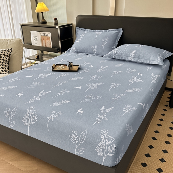 91家纺网 家纺一手货源 找家纺 大柏树 2025新款A类全棉磨毛印花单床笠 芊芊之恋