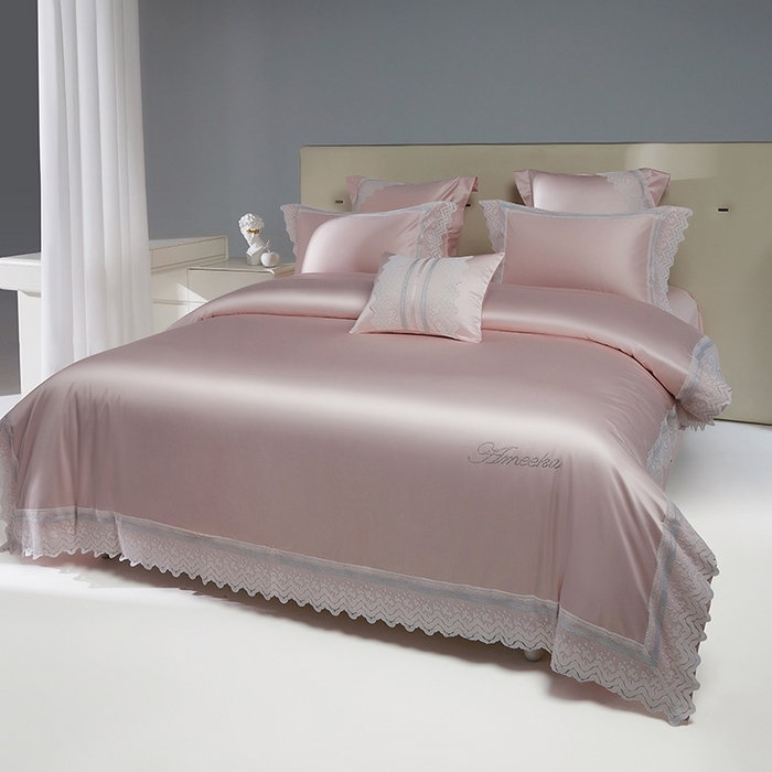 91家纺网 家纺一手货源 找家纺 （总）2024新款高端蕾丝重磅真丝棉系列四件套-德鲁斯