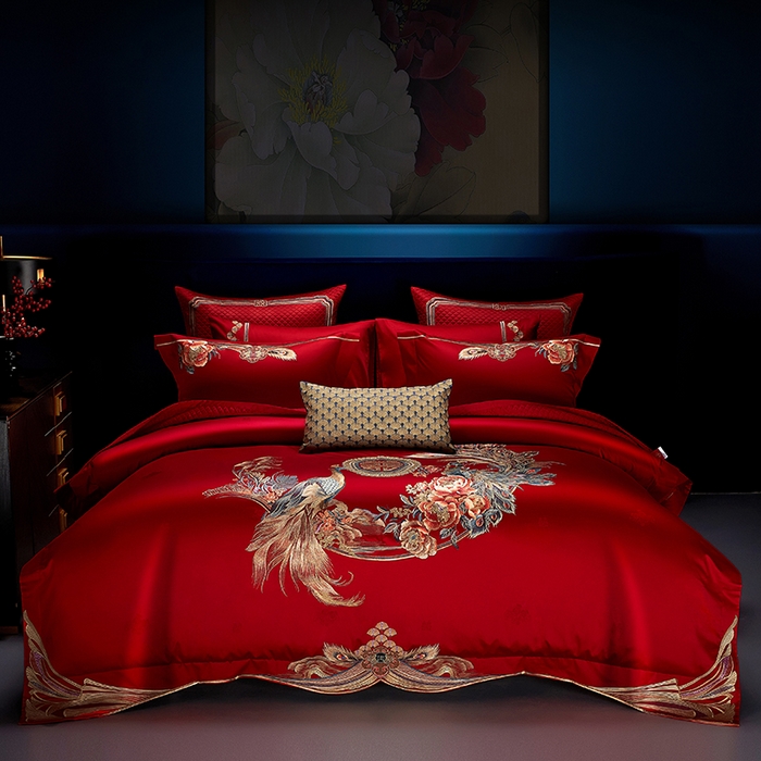 91家纺网 家纺一手货源 找家纺 （总）2024新款刺绣长绒棉婚庆重磅新品多件套-前程似锦