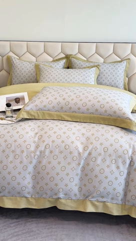 91家纺网 家纺一手货源 找家纺 雲归梦 2024新款全棉纯棉轻奢加厚磨毛拼角工艺四件套 维也纳 -奶油黄