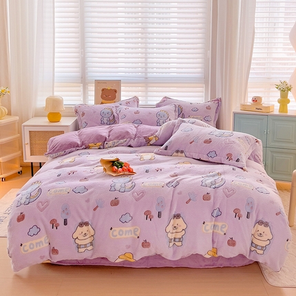 2024新款加厚雪花绒印花四件套-风格二（提供卖家秀） 童趣乐园