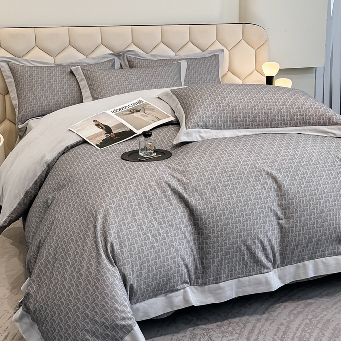 91家纺网 家纺一手货源 找家纺 雲归梦 2024新款全棉纯棉轻奢加厚磨毛拼角工艺四件套 凯旋门-英伦灰