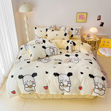 91家纺网 家纺一手货源 找家纺 （总）麦瑞家纺 2025新款印花牛奶绒四件套跑量款