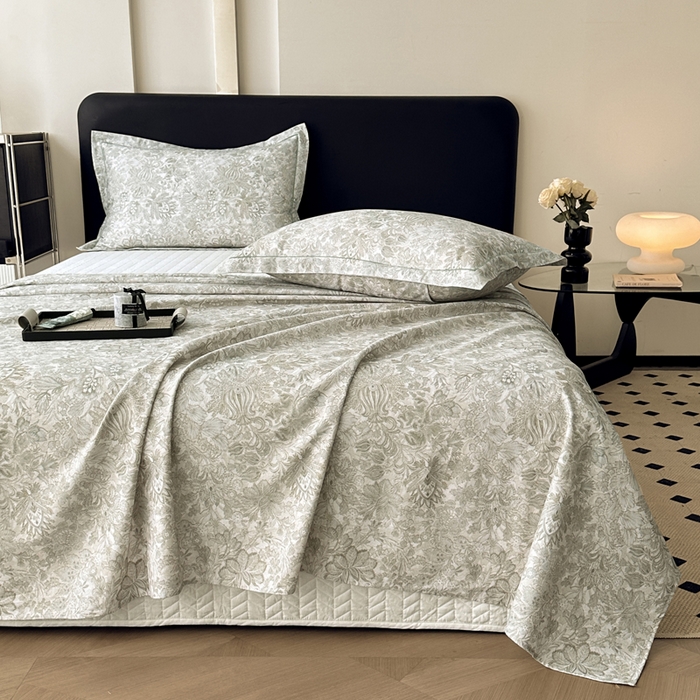 91家纺网 家纺一手货源 找家纺 大柏树 2025新款A类全棉磨毛印花单床单 莉娅绿