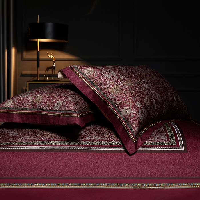 91家纺网 家纺一手货源 找家纺 2024新款100s长绒棉数码印花大版定位四件套 劳伦斯