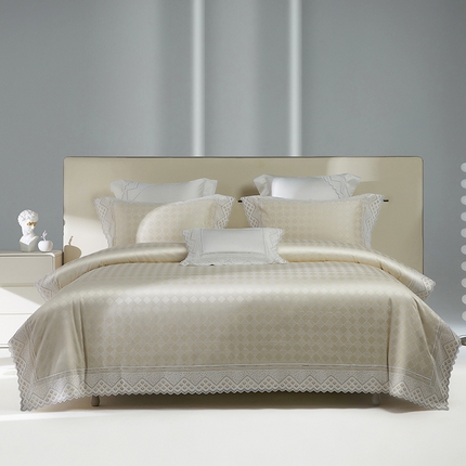 91家纺网 家纺一手货源 找家纺 （总）2024新款高端蕾丝重磅真丝棉系列四件套-克莱斯特