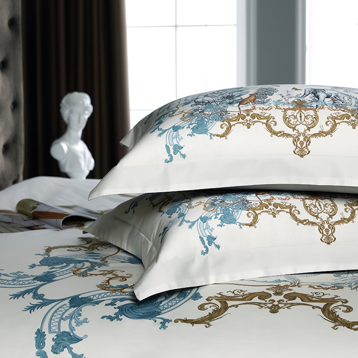 91家纺网 家纺一手货源 找家纺 2024新款100s长绒棉数码印花大版定位四件套 斯特蔓