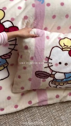 91家纺网 家纺一手货源 找家纺 安哆啦家纺 2024新款兔毛绒大版卡通牛奶绒兔兔绒印花四件套 烹饪猫