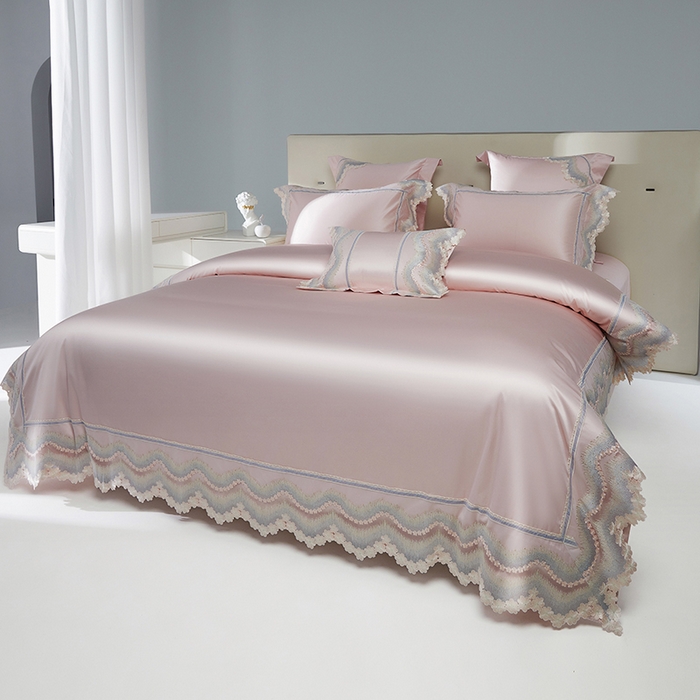 91家纺网 家纺一手货源 找家纺 （总）2024新款高端蕾丝重磅真丝棉系列四件套-花言蜜语