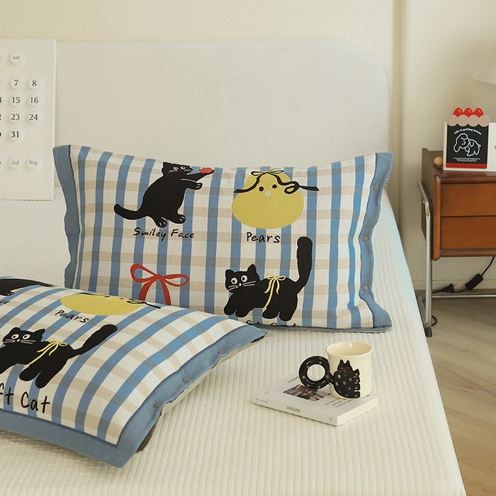 91家纺网 家纺一手货源 找家纺 （总）2024新款全棉四层纱布枕套一对装纽扣款枕套