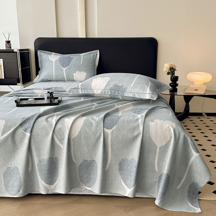 91家纺网 家纺一手货源 找家纺 大柏树 2025新款A类全棉磨毛印花单床单 人间茶白