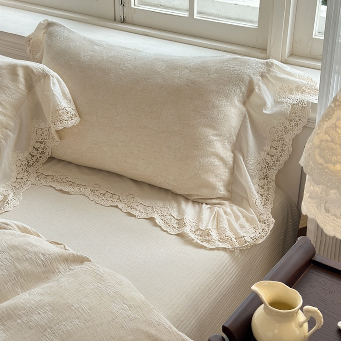 91家纺网 家纺一手货源 找家纺 （总）淑女公社家纺 2024四季新款法式大花边棉麻四件套