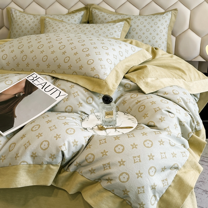 91家纺网 家纺一手货源 找家纺 雲归梦 2024新款全棉纯棉轻奢加厚磨毛拼角工艺四件套 维也纳 -奶油黄