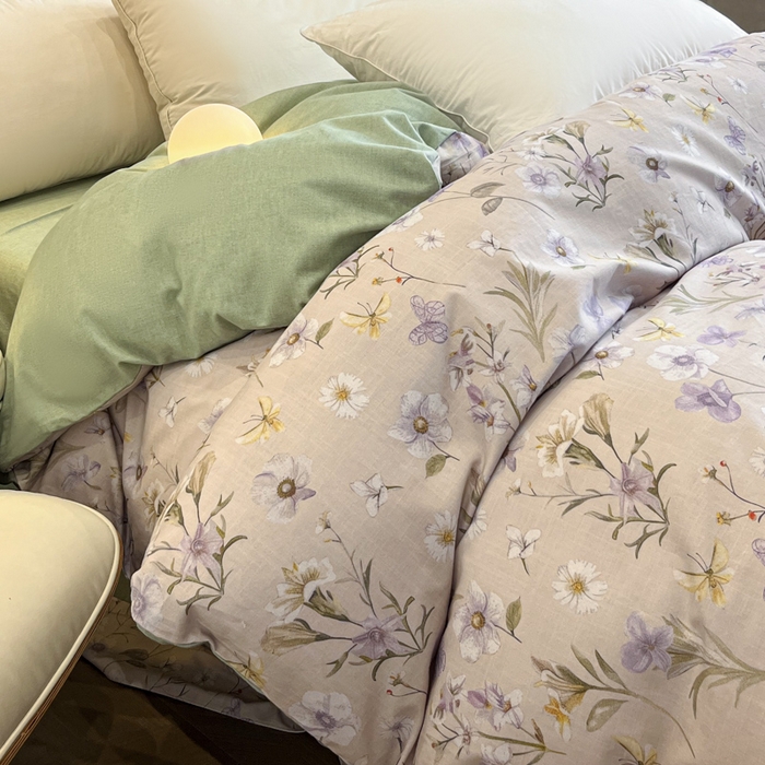 91家纺网 家纺一手货源 找家纺 大柏树 2025新款A类全棉磨毛印花单被套 暗香灰