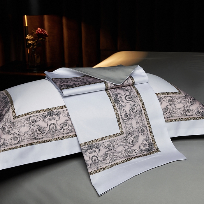 91家纺网 家纺一手货源 找家纺 2024新款100s长绒棉数码印花大版定位四件套 富丽之都