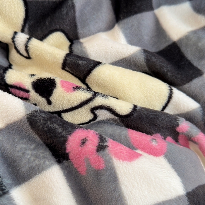 91家纺网 家纺一手货源 找家纺 柚子YOUTH 2024新款加厚纯印花牛奶绒四件套 黑格兔