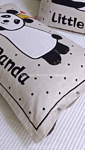 91家纺网 家纺一手货源 找家纺 2024新款全棉四层纱布枕套一对装纽扣款枕套 波点肥熊