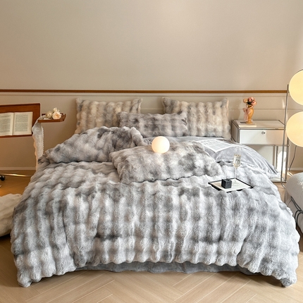 91家纺网 家纺一手货源 找家纺 （总）畅畅家纺 2024新款AB版冬季纯色七彩兔兔绒兔毛绒牛奶绒四件套