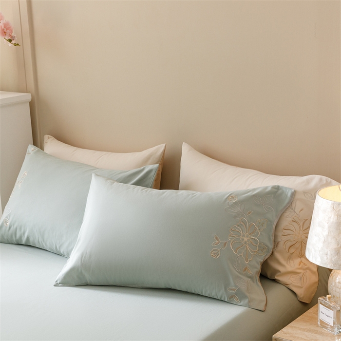 91家纺网 家纺一手货源 找家纺 艾莱家纺 2024新款A类新疆长绒棉加厚柔顺磨毛四件套-花开烂漫 花开烂漫-芦草绿