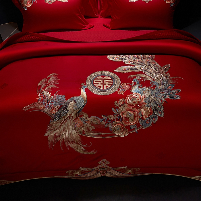 91家纺网 家纺一手货源 找家纺 （总）2024新款刺绣长绒棉婚庆重磅新品多件套-前程似锦