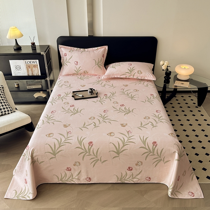 91家纺网 家纺一手货源 找家纺 大柏树 2025新款A类全棉磨毛印花单床单 绿禾