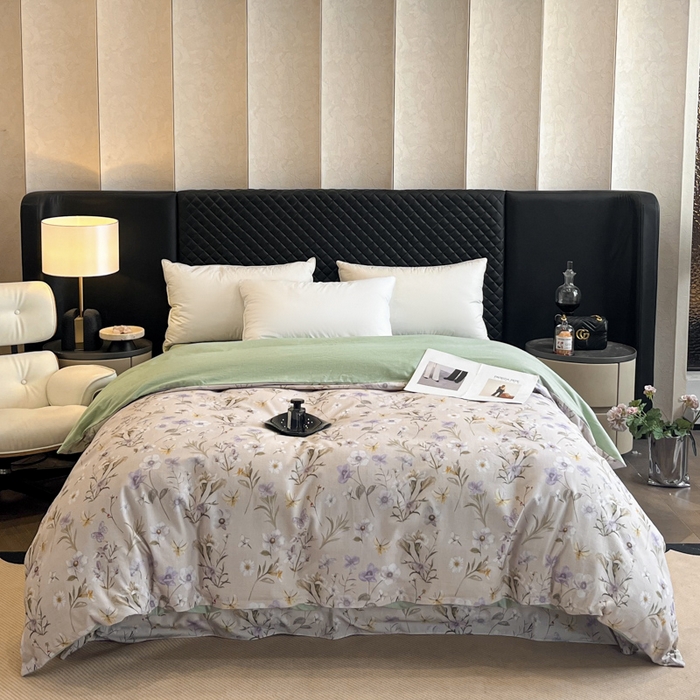 91家纺网 家纺一手货源 找家纺 大柏树 2025新款A类全棉磨毛印花单被套 暗香灰