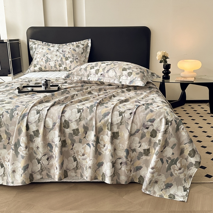 91家纺网 家纺一手货源 找家纺 大柏树 2025新款A类全棉磨毛印花单床单 露瑶绿