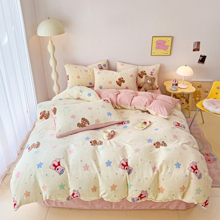 91家纺网 家纺一手货源 找家纺 （总）麦瑞家纺 2025新款印花牛奶绒四件套跑量款