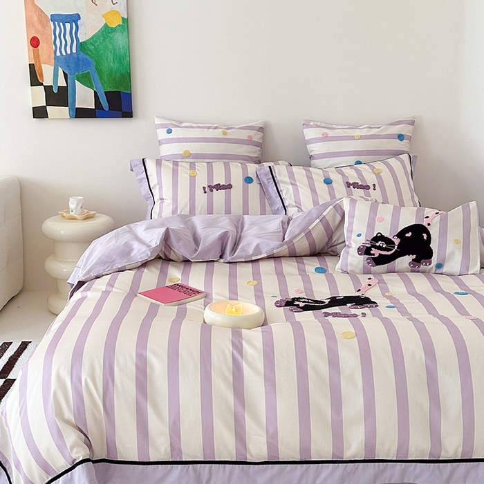 91家纺网 家纺一手货源 找家纺 （总）西西家居 2024新款100支澳棉数码印花+绣花四件套--好运小猫