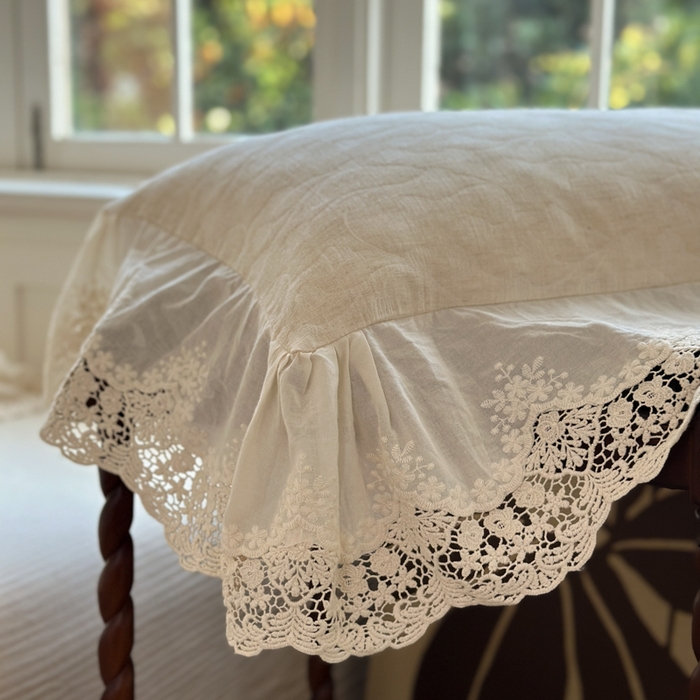 91家纺网 家纺一手货源 找家纺 淑女公社家纺 2024四季新款法式大花边棉麻四件套 云枝