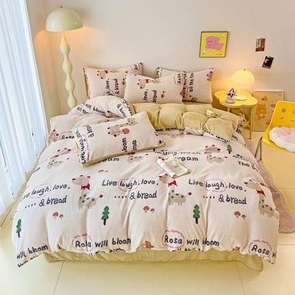 91家纺网 家纺一手货源 找家纺 （总）麦瑞家纺 2025新款印花牛奶绒四件套跑量款