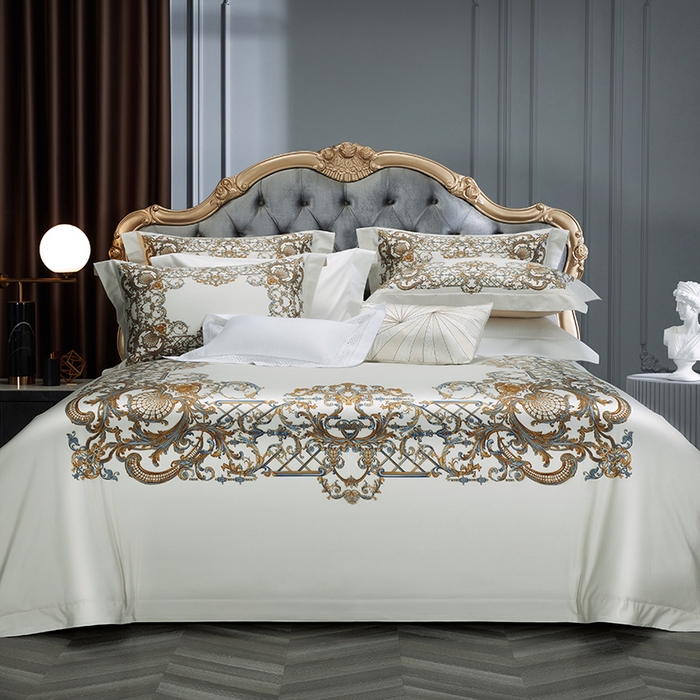 91家纺网 家纺一手货源 找家纺 2024新款100s长绒棉数码印花大版定位四件套 弗雷