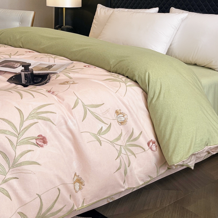 91家纺网 家纺一手货源 找家纺 大柏树 2025新款A类全棉磨毛印花单被套 绿禾