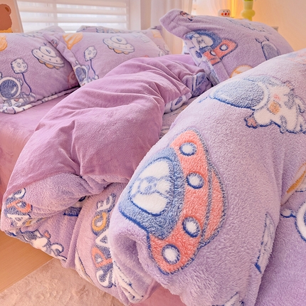 91家纺网 家纺一手货源 找家纺 （总）2024新款加厚雪花绒印花四件套-风格二（提供卖家秀）