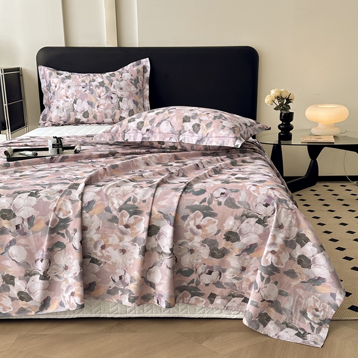 91家纺网 家纺一手货源 找家纺 大柏树 2025新款A类全棉磨毛印花单床单 露瑶咖