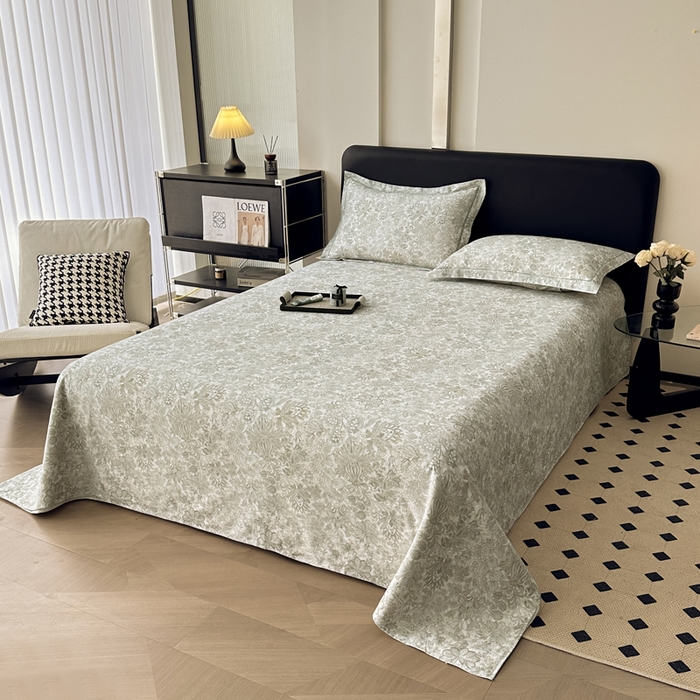 91家纺网 家纺一手货源 找家纺 大柏树 2025新款A类全棉磨毛印花单床单 莉娅绿