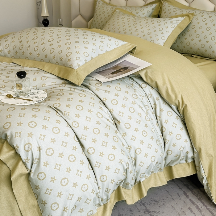 91家纺网 家纺一手货源 找家纺 雲归梦 2024新款全棉纯棉轻奢加厚磨毛拼角工艺四件套 维也纳 -奶油黄